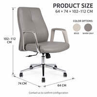 Chaise de bureau exécutive ergonomique moderne en cuir PU avec base chromée, hauteur réglable, roulettes pivotantes pour l'école et l'hôtel