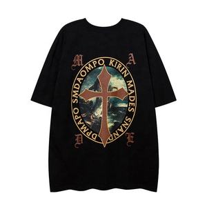 เสื้อยืดผู้ชายสไตล์อเมริกันวินเทจลายกากบาท แขนสั้น ยูนิเซ็กส์ รุ่นใหม่ ทรงโอเวอร์ไซส์ เสื้อยืดเทรนด์ใหม่ ผลิตโดย TRIOTAKE INDUSTRY - Product Image 5