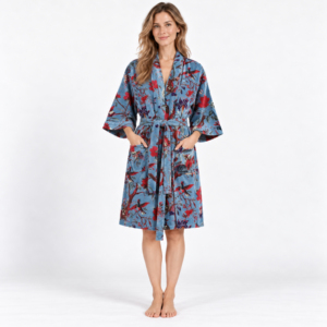 Robe pour femme à imprimé animal, col en V, longueur genou, manches trois quarts, en polyester tissé doux, imprimé numérique, lavable en machine - Product Image 1