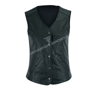 Premium Women Black Real Leather Vest Side Lace Up Design Slim Fit <b>Sheepskin</b> Motorcycle Waistcoat Classic Biker <b>Gilet</b> - Product Image 1