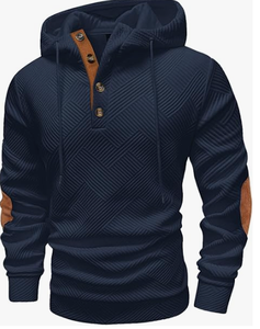 Mens Fashion Rhinestone Pullover <b>Hoodies</b> 100% Cotton Winter Long Sleeve <b>Thermal</b> Drawstring Button Hooded Sweatshirt - Product Image 1