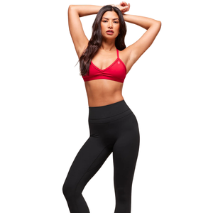 Top Deportivo Sexy Rojo para Mujer con Logotipo Personalizado, de Nailon y Spandex, con Tirantes Finos y Frente Fruncido, para Yoga, Gimnasio, Fitness y Entrenamiento - Product Image 4