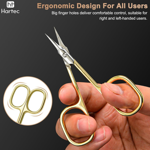 Service OEM ODM, ciseaux à ongles de précision durables plaqués or, ciseaux à ongles courbés en acier inoxydable avec poignées en acier - Product Image 6