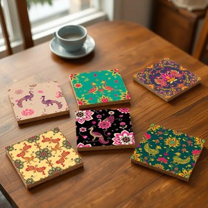 Ensemble de sous-verres colorés en MDF laqué faits à la main, résistants à la chaleur, pour cadeau de festival, décoration de la maison, vaisselle, cadeau - Product Image 2