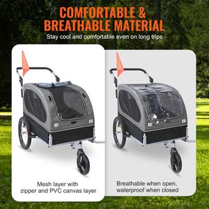 Remolque de Bicicleta 2 en 1 para Perros, Soporta hasta 88 Libras, Fácil de Plegar, con Liberación Rápida, Carrito para 1 Mascota - Product Image 4