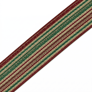 Cinta Jacquard Étnica de 50 mm de Neelkamal Industries, con Rayas Doradas, Rojas y Verdes, Tejida para Bordes de Sarees, Prendas, Lazos y Ropa Festiva - Product Image 3