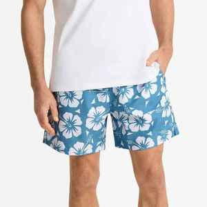 Short de bain pour homme à séchage rapide, imprimé floral bleu, avec taille élastique et poches, style décontracté - Product Image 2