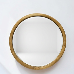 Solid Teak Wood Round Accent Mirror Large Framed Wall Mirror for Luxury Hotel Lobby Console <b>Table</b> Decorative Furniture Vendor - Product Image 3