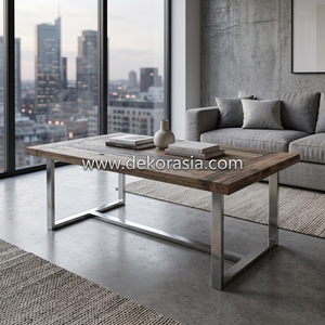 Table à manger en bois de chemin de fer recyclé avec pieds en acier inoxydable Marque DEKOR ASIA 240x100x76cm - Product Image 6