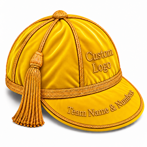 Casquette de cérémonie en velours de haute qualité avec broderie 3D, bordure tressée, tissu respirant, ajustement réglable, logo personnalisé - Product Image 1