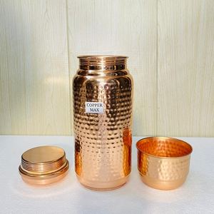 Botella de Agua de Cobre Martillado 100% Puro, Diseño Clásico, 1 Litro, Revestimiento Anticorrosión, Tapa de Rosca, Embalaje en Caja de Regalo Portátil - Product Image 2