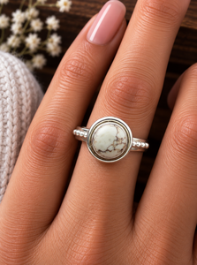 Wild Horse <b>Turquoise</b> Round Handmade Silver <b>Ring</b> Western Boho Statement Gemstone Jewelry Fashion <b>Ring</b> for Women Wholesale - Product Image 6