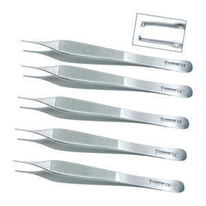 Pinzas Micro Adson Premium de 5 Piezas, 1x2 Dentadas, 12cm, Pinzas para Cirugía Plástica Facial, Instrumentos Quirúrgicos de Acero Inoxidable con Certificación CE - Product Image 1