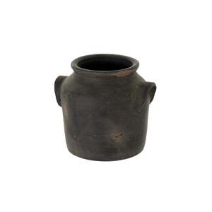 Urne en terre cuite noire artisanale, style céramique rustique, vase en poterie non émaillée, décoration pour salon, table, étagère et jardin - Product Image 2