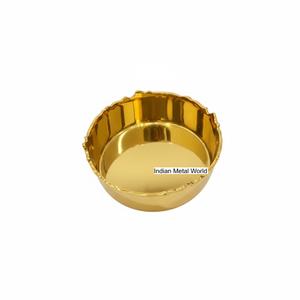 Cuenco de metal martillado hecho a mano para centro de mesa, decoración de bodas, acabado dorado, bandeja para servir dulces, en oferta - Product Image 3