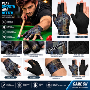 Stretch Hook And Loop Billiards and Snooker Gloves Fingerless Pull On Billiards Half Finger Billiard Glove Right Hand <b>Men</b> - Product Image 4