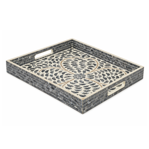 Sustainable Vision Mother of Pearl Inlay <b>Tray</b> Handcrafted Decorative Platter for Eco Friendly Storage - Product Image 2