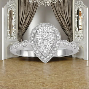 Diamante de Laboratorio de Lujo con Diseño de Gota de Oro Sólido de 10K, Impresionante Doble Halo, para Compromiso, Aniversario o Propuesta - Product Image 4