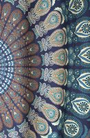 Panneaux de rideaux imprimés style hippie bohème indien, motif paon et mandala, bleu turquoise, pour chambre, salon et décoration intérieure