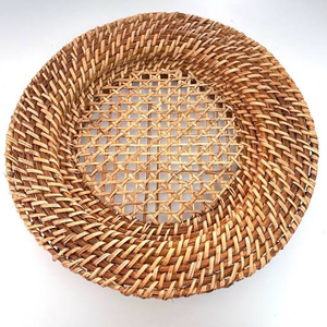 Plateau de service rond en rotin de 16 pouces, fait main, en osier, pour restaurant, hôtel, buffet - Product Image 1
