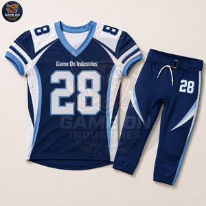 For Wholesale Rate Customized American Football Uniform Private Label Custom Logo Sublimation Polyester Jersey and Pants Sets - Product Image 1