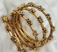 Royal Designer Premium Quality Brass Gold Plated Moissanite Trendy Antique Matte Finish Four <b>Set</b> <b>Bangles</b> Women Wedding Party - Product Image 2