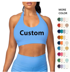Soutien-gorge de sport blanc pour femme, col halter, maintien moyen, décolleté en V, haut de sport pour yoga et fitness, soutien-gorge de sport à fort impact, respirant pour la gym et le yoga - Product Image 5