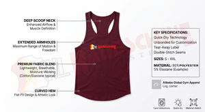 Unisex Quick-Dry Sports Tank Top Lightweight Athletic Training Vest Breathable Spandex/Cotton Casual Square Neck Marathon - Product Image 3