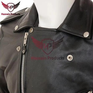 Veste en cuir véritable noir pour homme, coupe ajustée, style motard, asymétrique, avec ceinture, en cuir de vachette, vêtement d'extérieur classique et tendance sur mesure - Product Image 2
