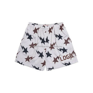 Short de basket-ball pour hommes avec logo personnalisé véritable tissu à mailles épaisses à double couche Style décontracté extensible caractéristique maille imprimée par sublimation - Product Image 2