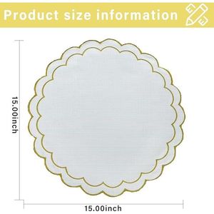 Set di 4 tovagliette in lino e cotone con ricamo floreale a festoni, 38 cm, tessuto con trama in lino naturale, lavabili in lavatrice - Product Image 5