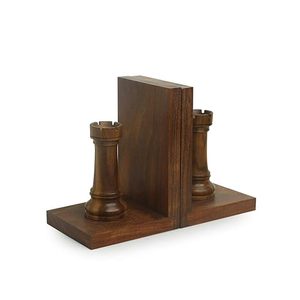 <b>Rustic</b> Wooden Desktop Bookends with Metal Storage Organizer Decorative Book Holder Pen Pencil <b>Desk</b> Organizer Set - Product Image 2