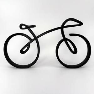 Sculpture de vélo minimaliste Art Déco faite à la main, figurine de vélo en aluminium noir avec cadre en fil métallique, décoration moderne pour la maison, le bureau, l'étagère, cadeau - Product Image 2