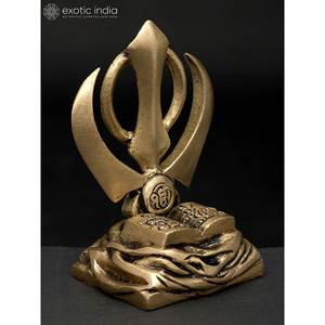 Sculpture en laiton artisanale de 4 pouces du symbole religieux sikh Khanda Sahib - Product Image 2