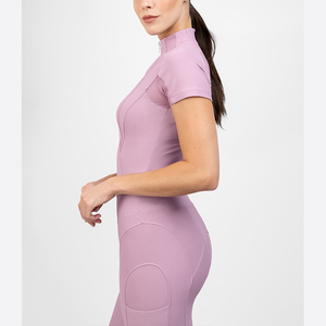 Camiseta de equitación ligera para mujer, con media cremallera, manga corta, transpirable, para montar a caballo - Product Image 3