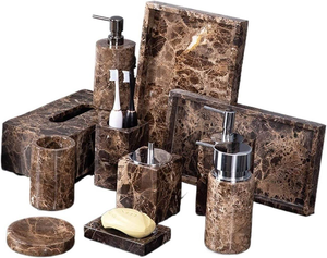 Ensemble de salle de bain classique de luxe en résine polie de qualité supérieure, fabriqué à la main, respectueux de l'environnement, collection de cadeaux, accessoires de décoration - Product Image 2