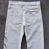 Jean droit vintage en coton coupe slim pour homme, style streetwear évasé, délavé, hip-hop, avec imprimé lettres uni et décoration rivets, utilitaire