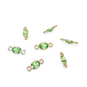 Peridot 18k Solid Gold <b>Spacer</b> Connector / Bracelet Finding / Necklace Gold Findings / Green Olivine Gemstone 4x6MM August - Product Image 4