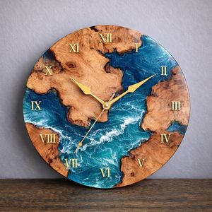 Handmade Epoxy Resin Wood Wall <b>Clock</b> Ocean Style Wooden <b>Clock</b> <b>Large</b> 50 cm Wall <b>Clock</b> Modern Home Decor Unique Gift - Product Image 4
