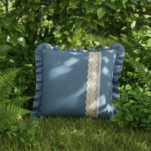 Funda de Cojín Cuadrada de Mezclilla con Encaje, Decorativa para Sofá, para Hogar y Hotel, Proveedor Mayorista Personalizado en India, MOQ Bajo - Product Image 1