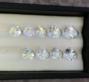 Natural Heart Shape Rainbow Moonstone Faceted Lot Blue <b>Flash</b> Madagascar Loose Gemstones Jewelry Making Supply - Product Image 4