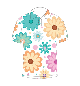 เสื้อโปโลพิมพ์ลายดอกไม้สไตล์เรโทรสีขาวสำหรับผู้ชาย แขนสั้นลำลอง แฟชั่นฤดูร้อน เสื้อกอล์ฟ - Product Image 1