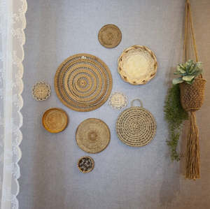 Cestas colgantes de mimbre para pared, decoración bohemia de mimbre Natural, juego de 10 - Product Image 2
