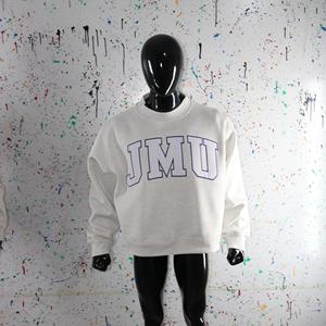 Sweat-shirt à col montant JMU ASH GREY 100% coton avec broderie appliquée blanche, col large, CLUSH SPORTS - Product Image 6