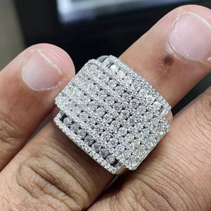 Bague pour homme en Moissanite personnalisée en argent sterling 925 massif, bague en Moissanite couleur VVS D glacé pour rappeur Hip Hop - Product Image 1