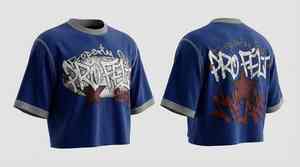 Camiseta para hombre 100% algodón, estilo urbano, con diseño de logotipo personalizado, corte holgado, hombros caídos, estampado con efecto abullonado y cuello con remaches, venta al por mayor - Product Image 2