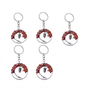Llavero de cristal de alta calidad, árbol de la vida de piedra de oro roja, llavero de piedra natural de búho, regalos para mujeres - Product Image 2
