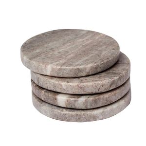Juego de 4 posavasos elegantes de piedra de mármol marrón para protección de mesa y decoración del hogar a la venta - Product Image 1