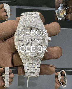 Montre de luxe Hip Hop en acier inoxydable avec moissanite glacée pour homme, cadran en verre VS1, bracelet à fermoir, résistante à l'eau 10 bars - Product Image 5