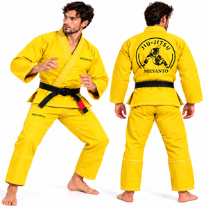 Kimono de Jiu-Jitsu Brésilien (BJJ) Jaune Personnalisé 450 GSM Tissage Perlé pour Entraînement et Compétition d'Arts Martiaux OEM ODM - Product Image 1